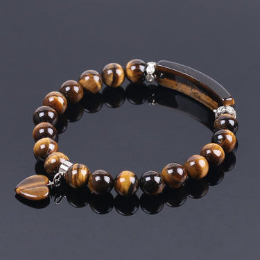Tiger's Eye Beads Heart Pendant Bracelet-Your Soul Place